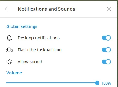 Telegram Desktop notification settings